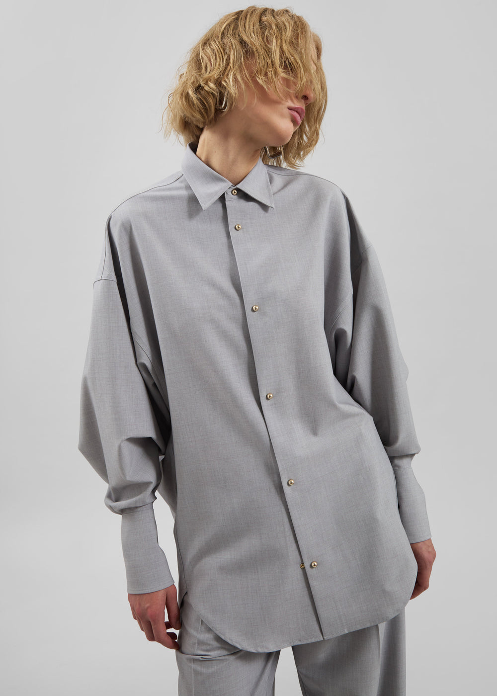 Darkpark Carla Oversized Wool Shirt - Light Grey