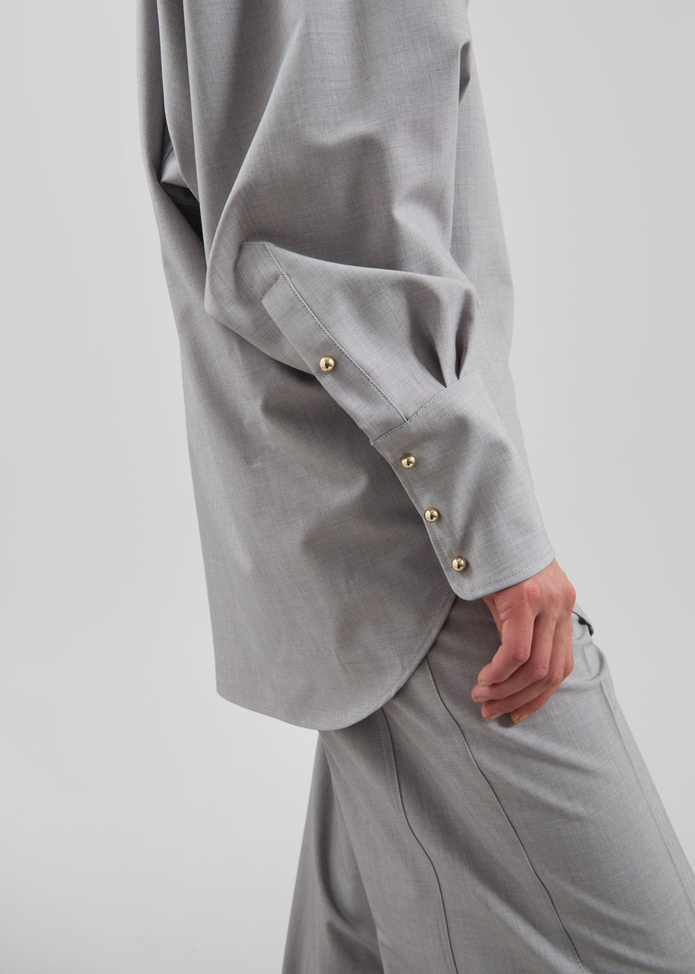 Darkpark Carla Oversized Wool Shirt - Light Grey - 1