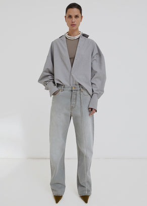 Darkpark Carla Oversized Wool Shirt - Light Grey