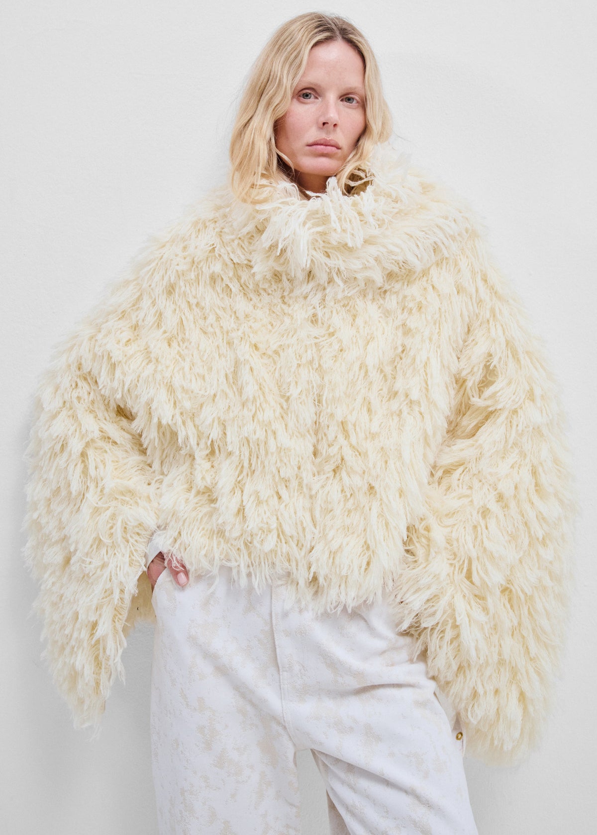 Darkpark Christy Wool Fil Coupé Cape - Off White