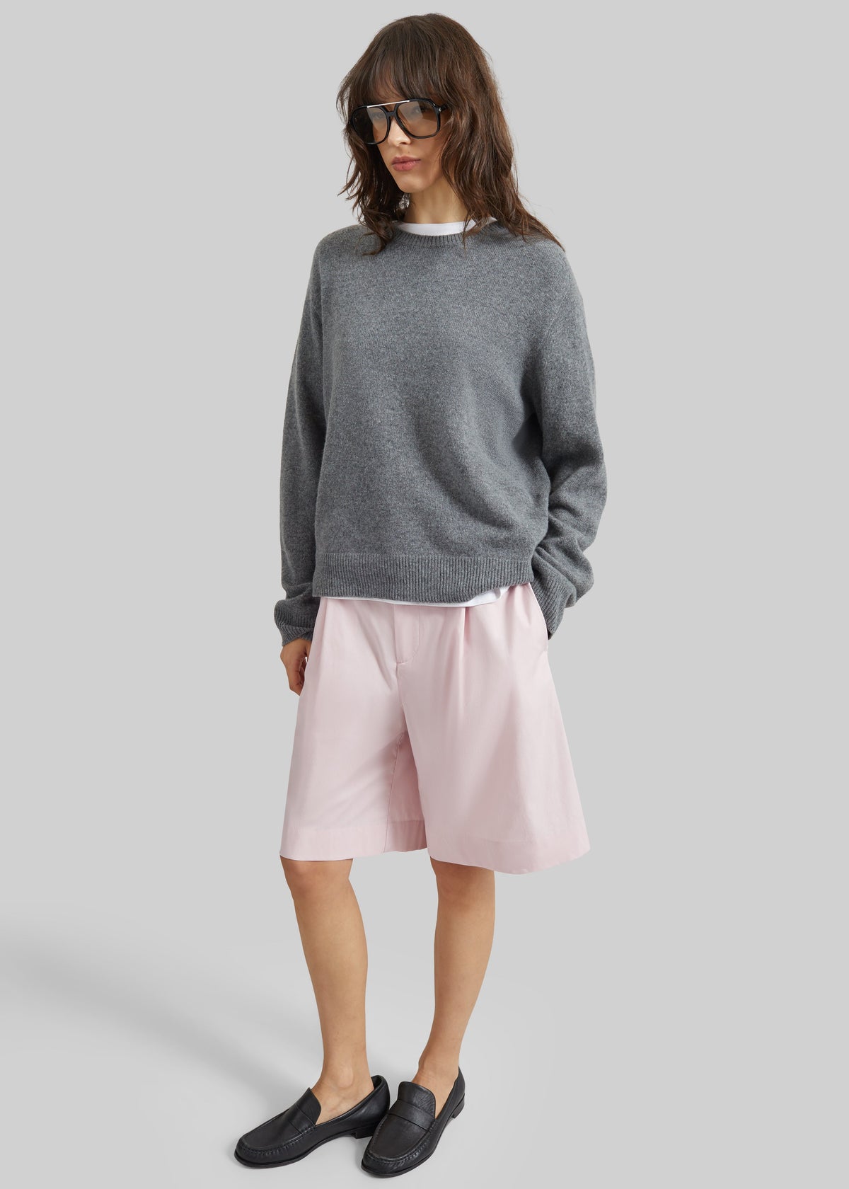 Darkpark Danielle Light Popeline Wide-Leg Shorts - Pink - 1