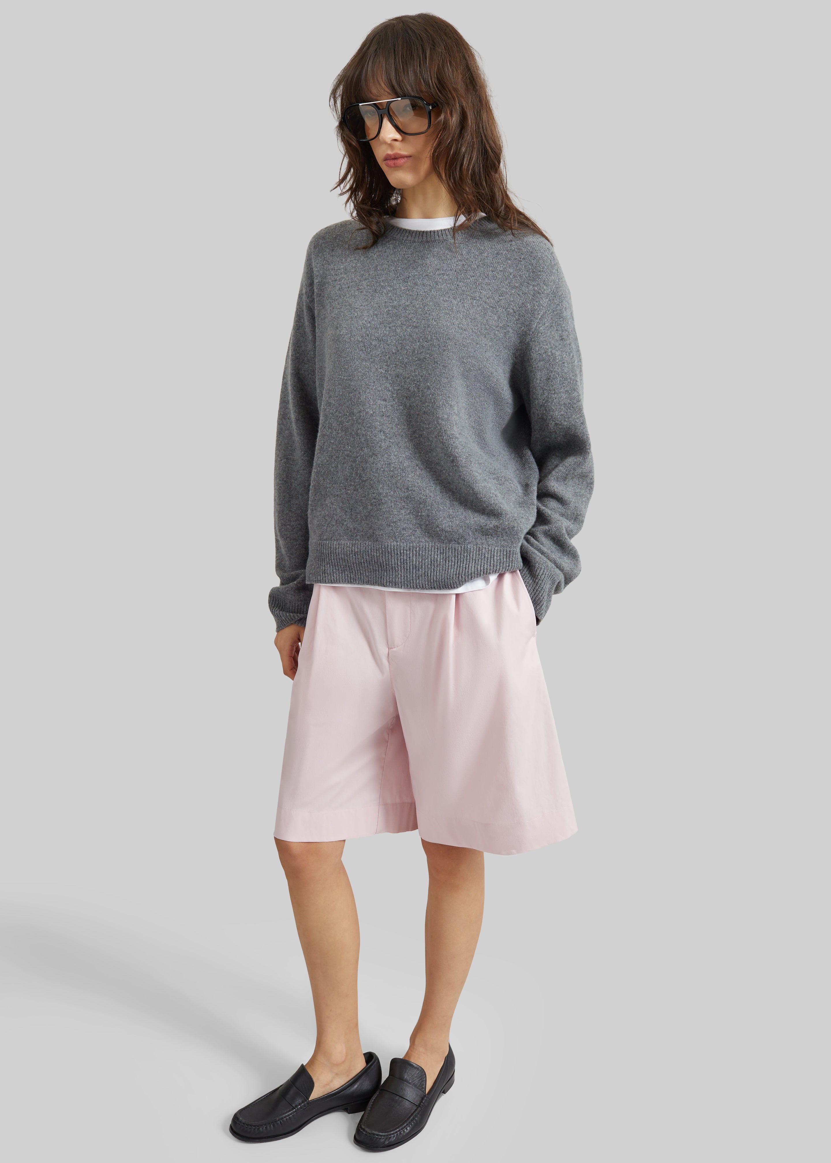 Darkpark Danielle Light Popeline Wide-Leg Shorts - Pink - 1