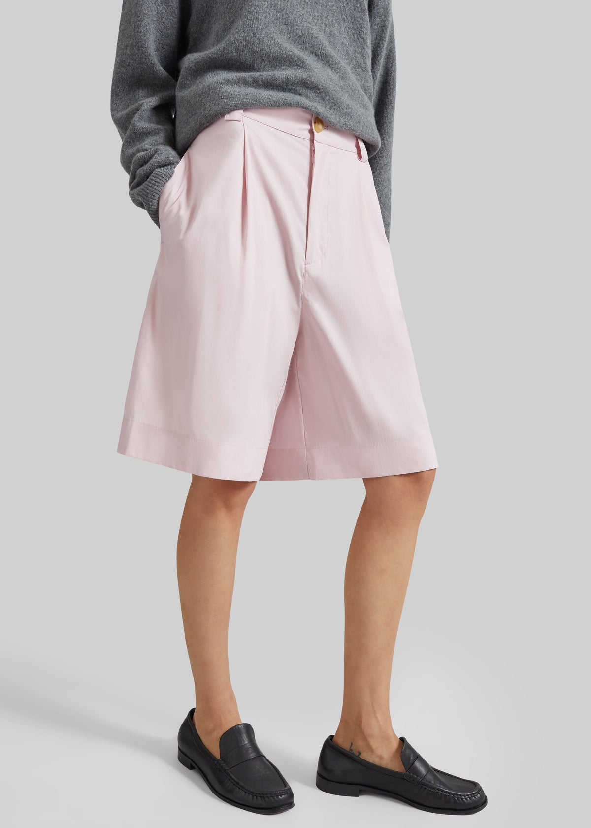 Darkpark Danielle Light Popeline Wide-Leg Shorts - Pink - 2