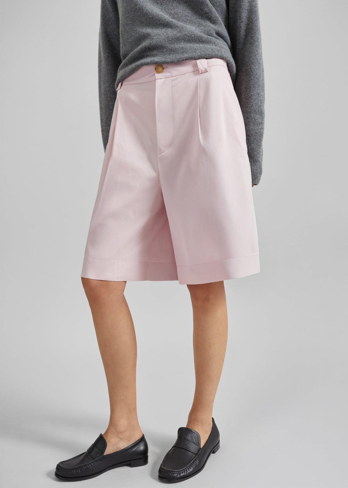 Darkpark Danielle Light Popeline Wide-Leg Shorts - Pink - 3