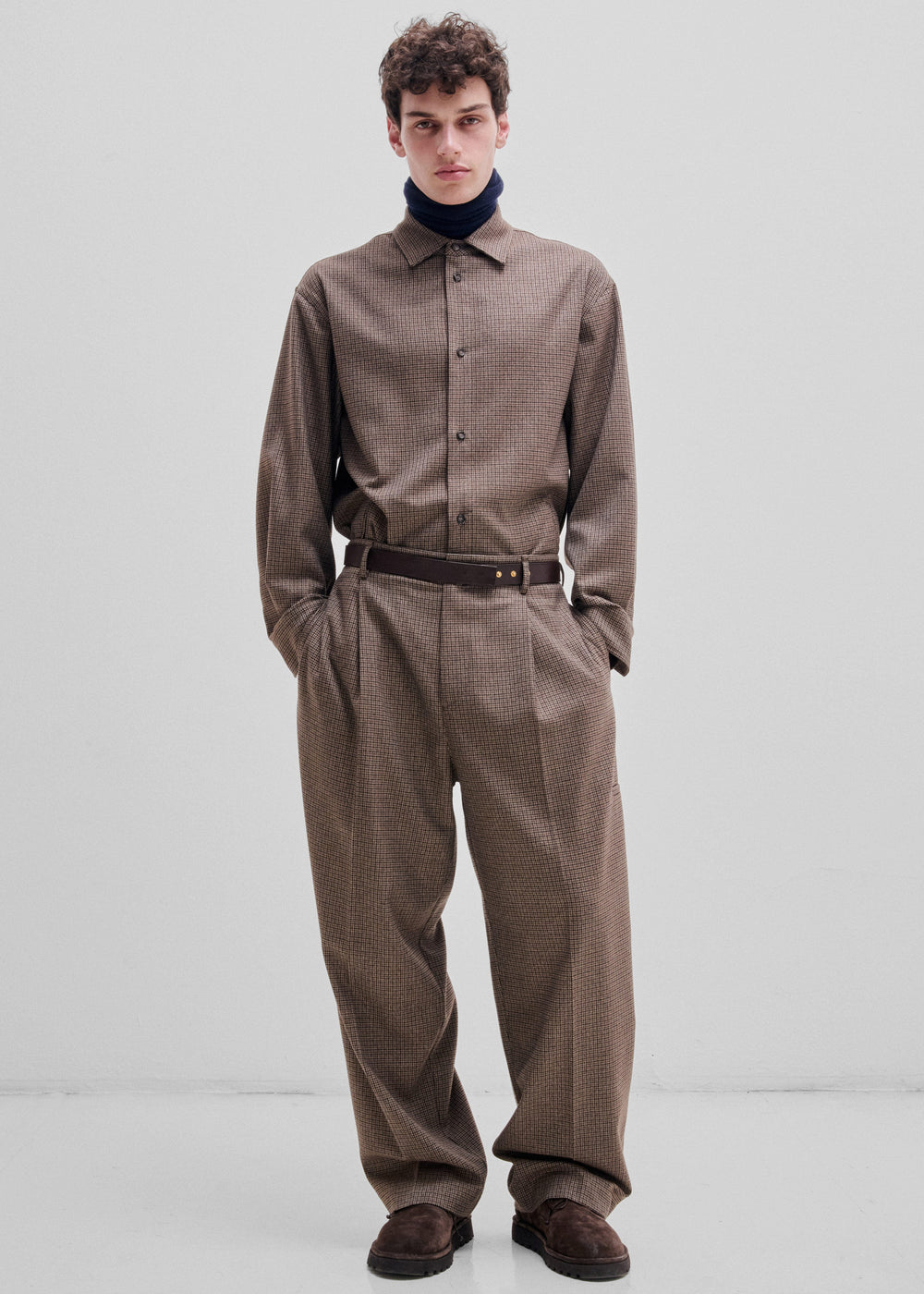 Darkpark Davide Pied De Poule Trousers - Beige/Brown/Black - 1