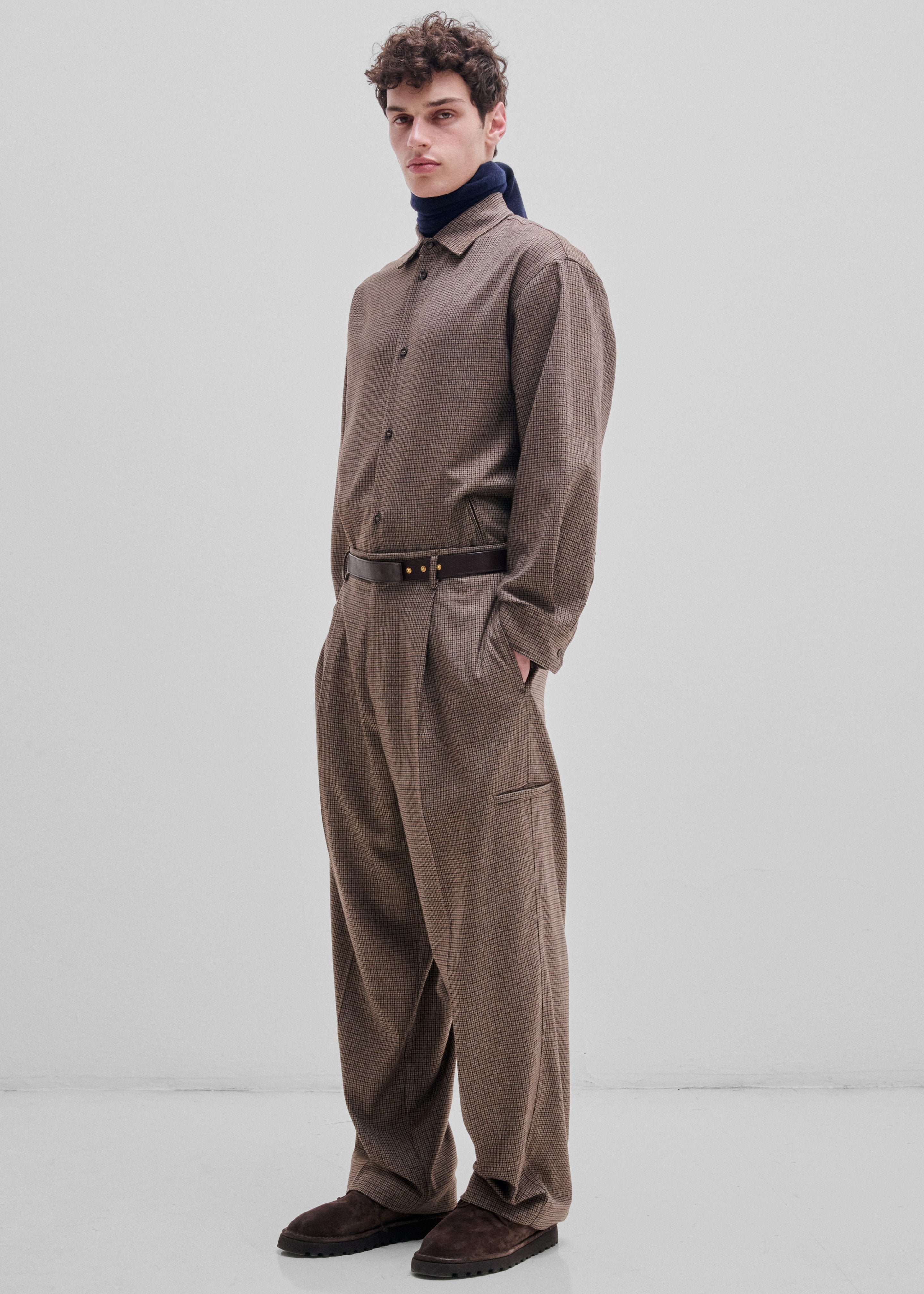 Darkpark Davide Pied De Poule Trousers - Beige/Brown/Black
