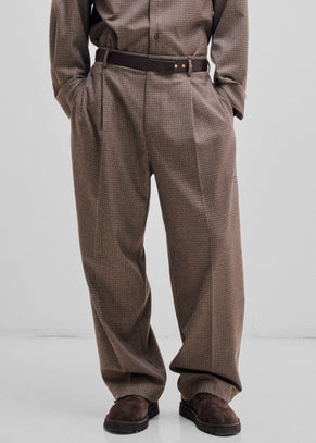 Darkpark Davide Pied De Poule Trousers - Beige/Brown/Black