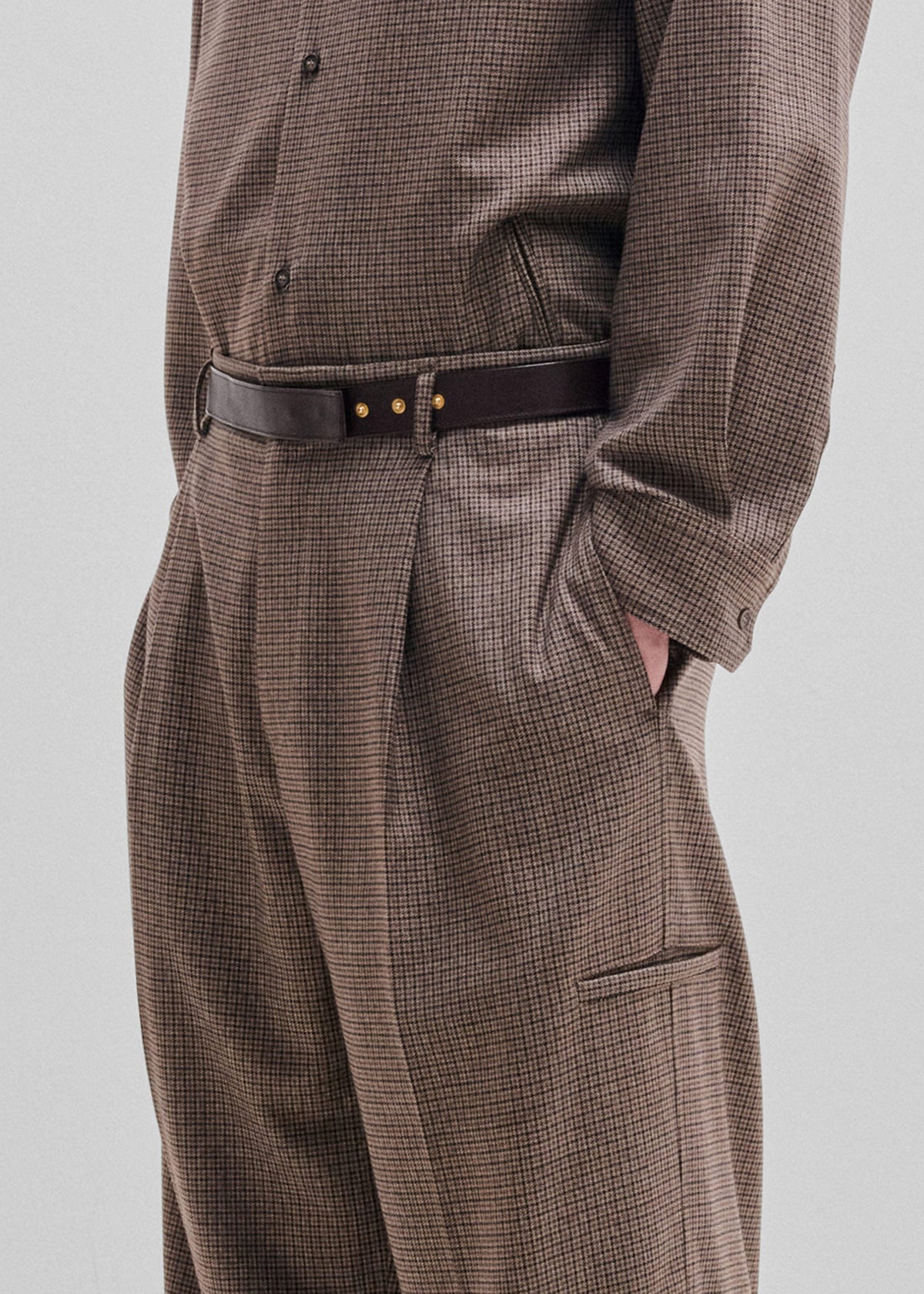 Darkpark Davide Pied De Poule Trousers - Beige/Brown/Black