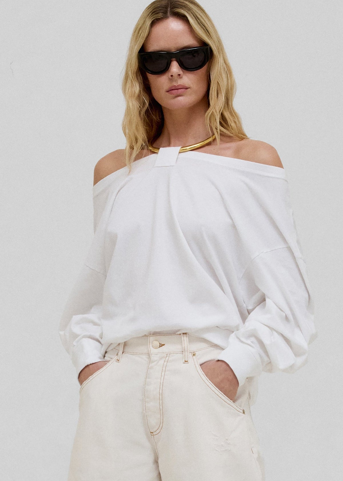Darkpark Erin Necklace Off-Shoulder Top - White - 1