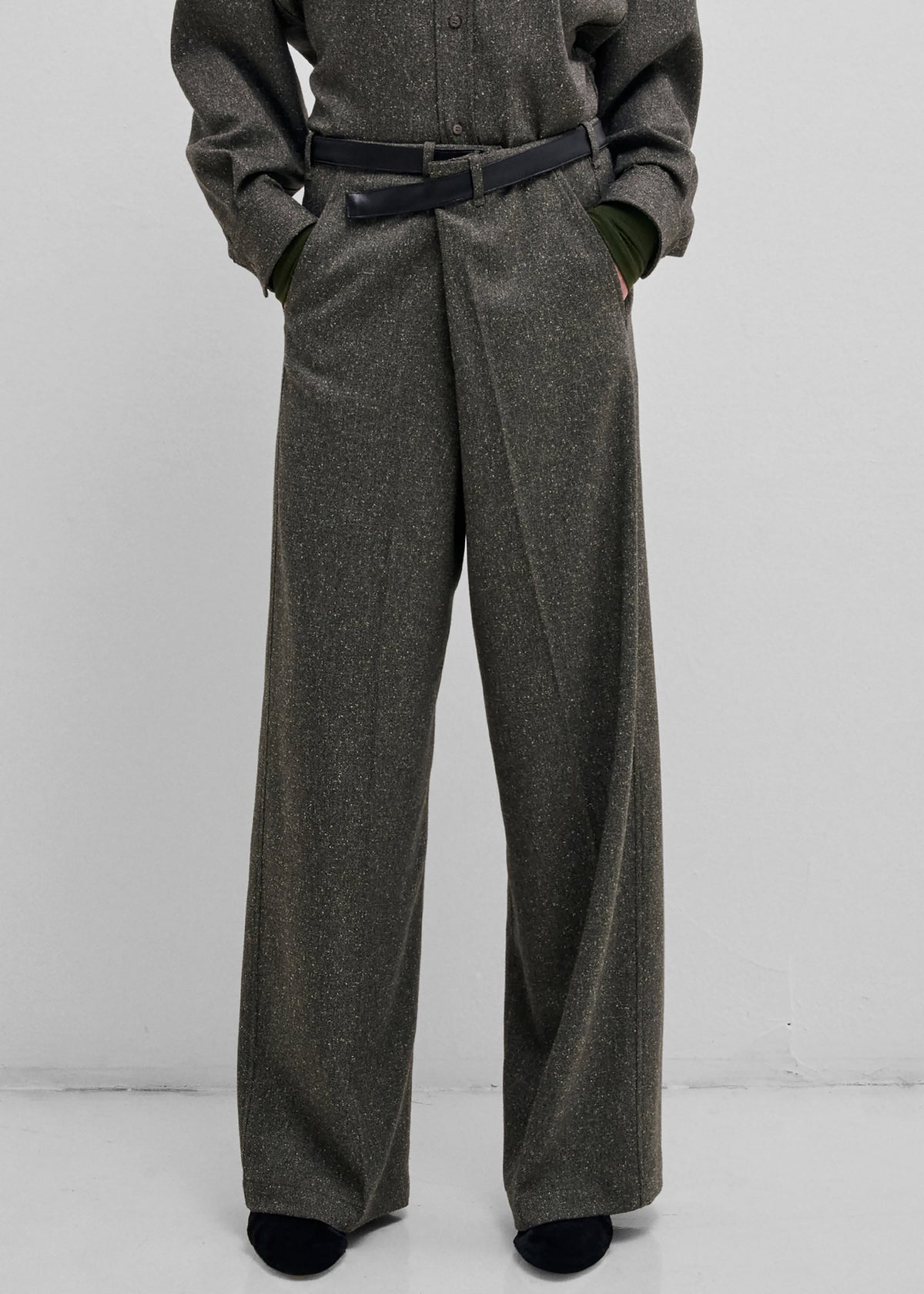Darkpark Gaia Wide Leg Pants With Belt - Green