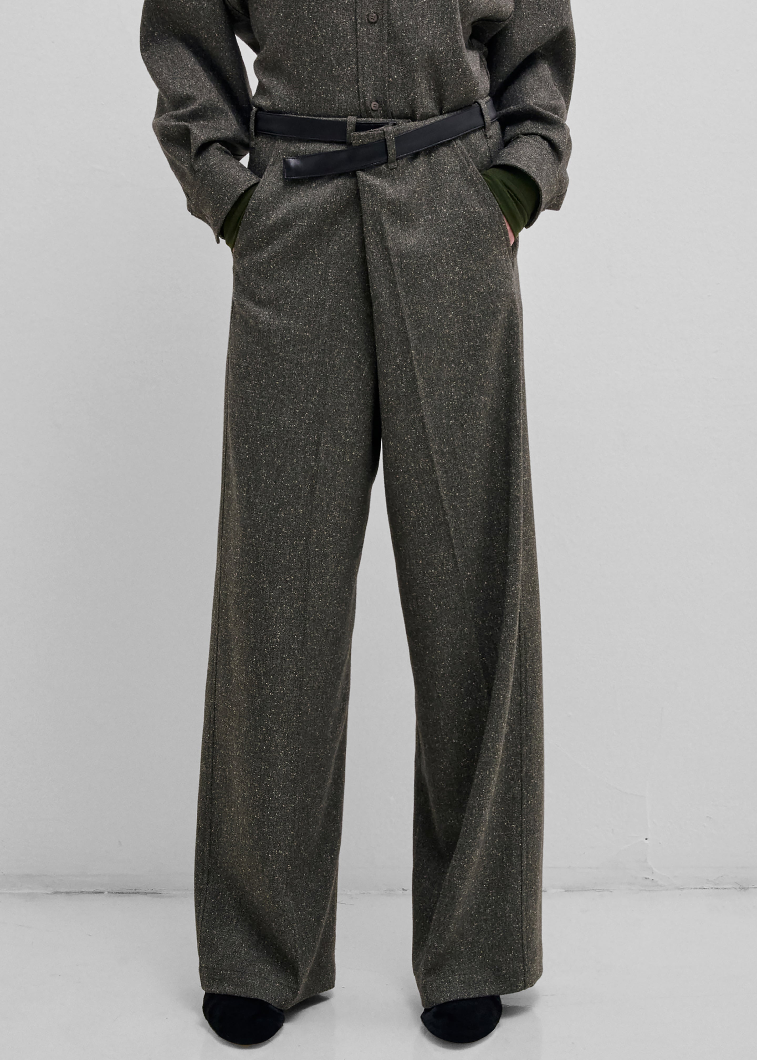 Darkpark Gaia Wide Leg Pants With Belt - Green