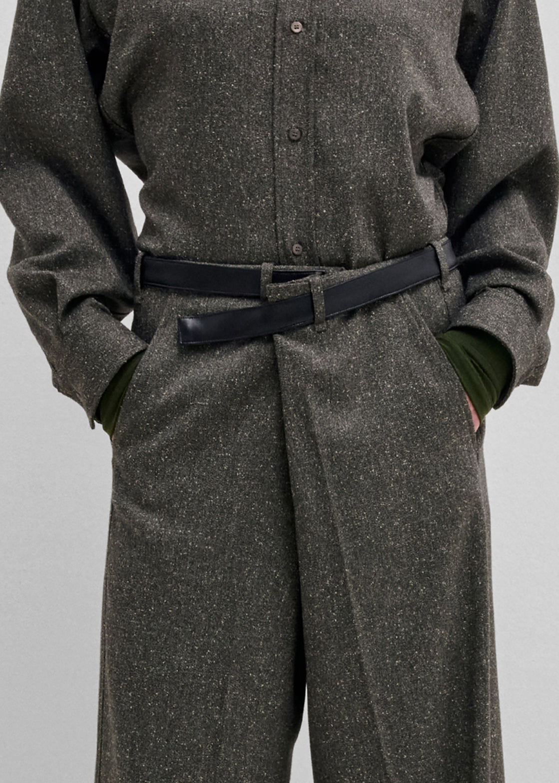 Darkpark Gaia Wide Leg Pants With Belt - Green
