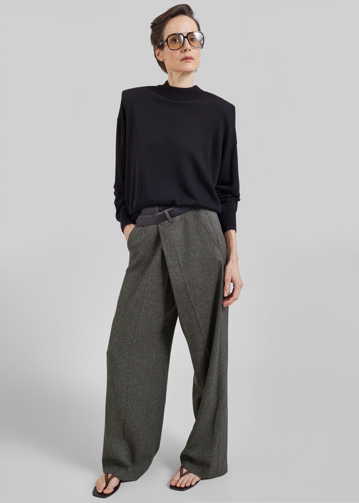 Darkpark Gaia Wide Leg Pants With Belt - Green