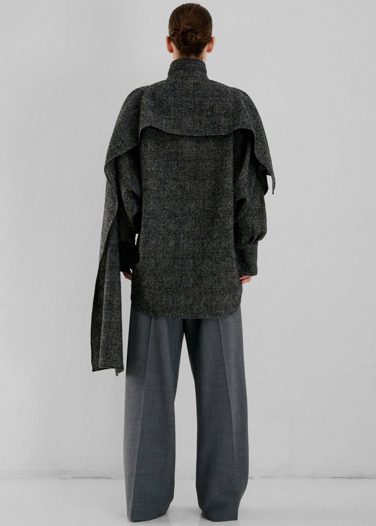 Darkpark pantaloni Gaia a gamba ampia in lana con cintura in pelle - Grigio