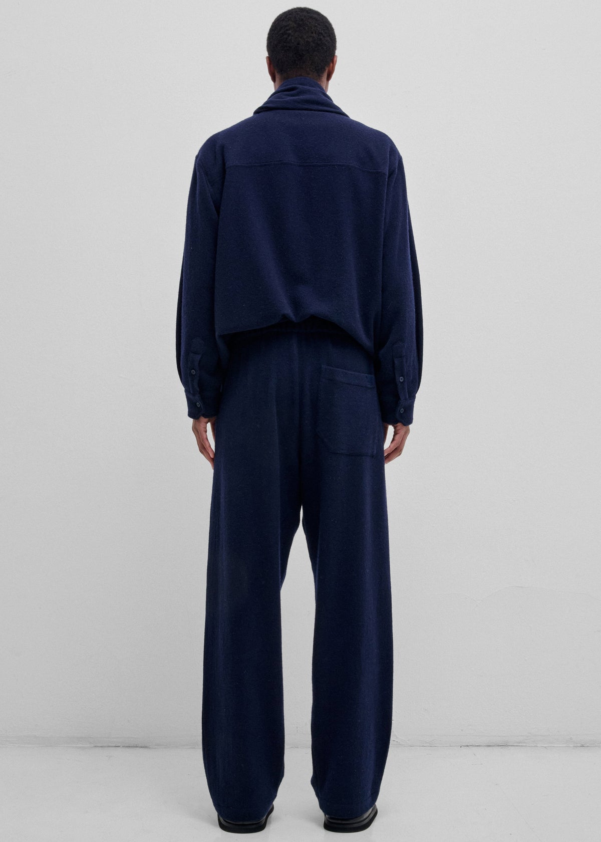 Darkpark George Cashmere Wool Detachable Scarf Shirt - Blue Navy