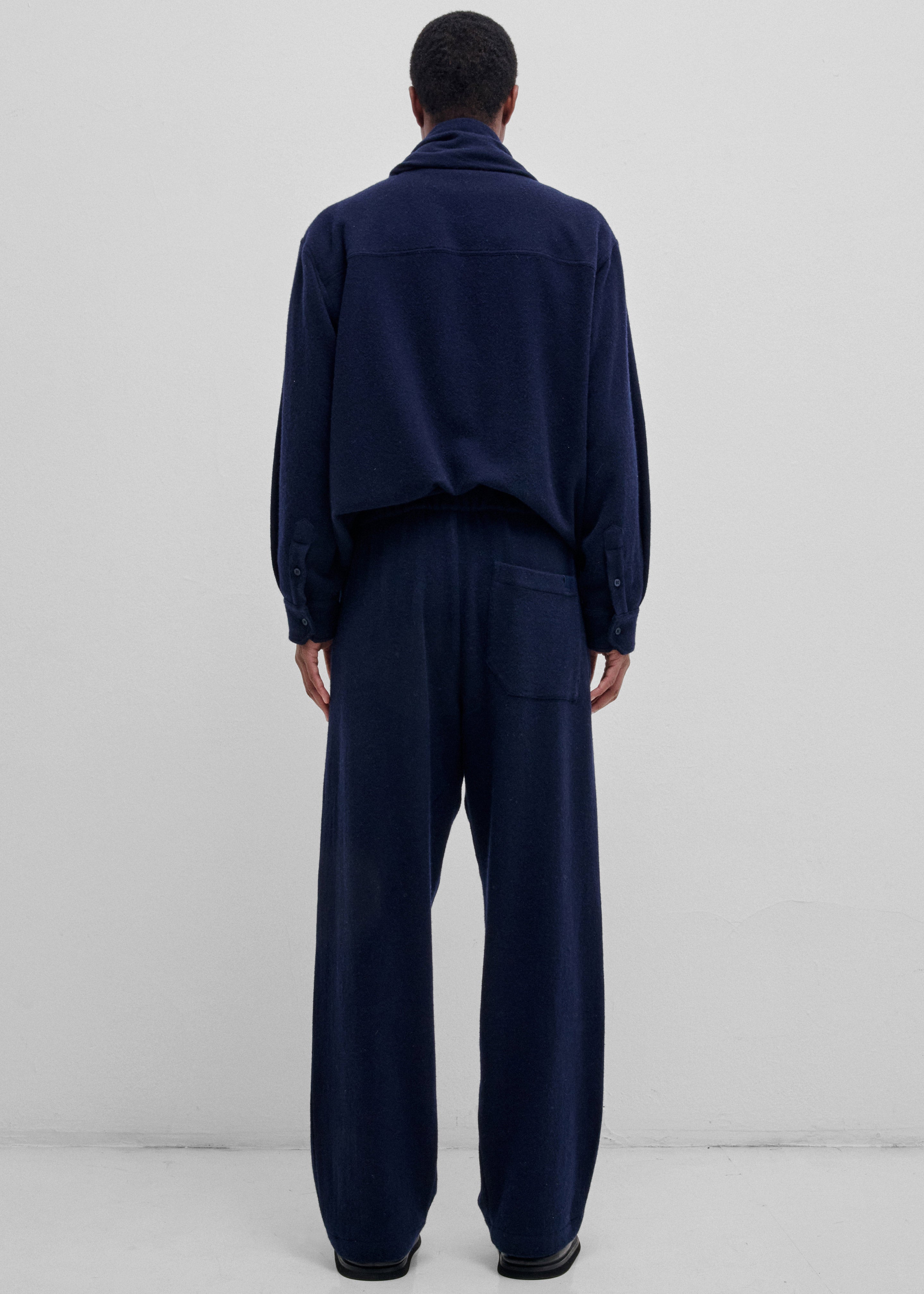 Darkpark George Cashmere Wool Detachable Scarf Shirt - Blue Navy