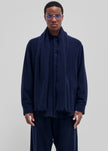 Darkpark George Cashmere Wool Detachable Scarf Shirt - Blue Navy
