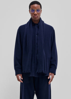 Darkpark George Cashmere Wool Detachable Scarf Shirt - Blue Navy