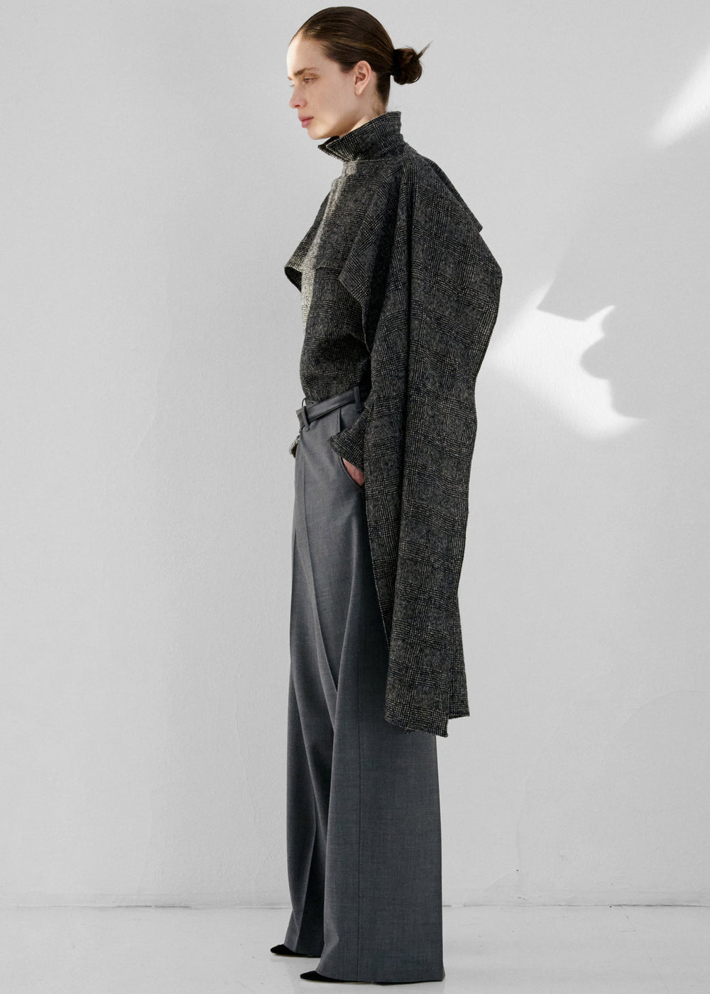Darkpark camicia Georgia in lana con sciarpa rimovibile - Nero/Grigio - 1