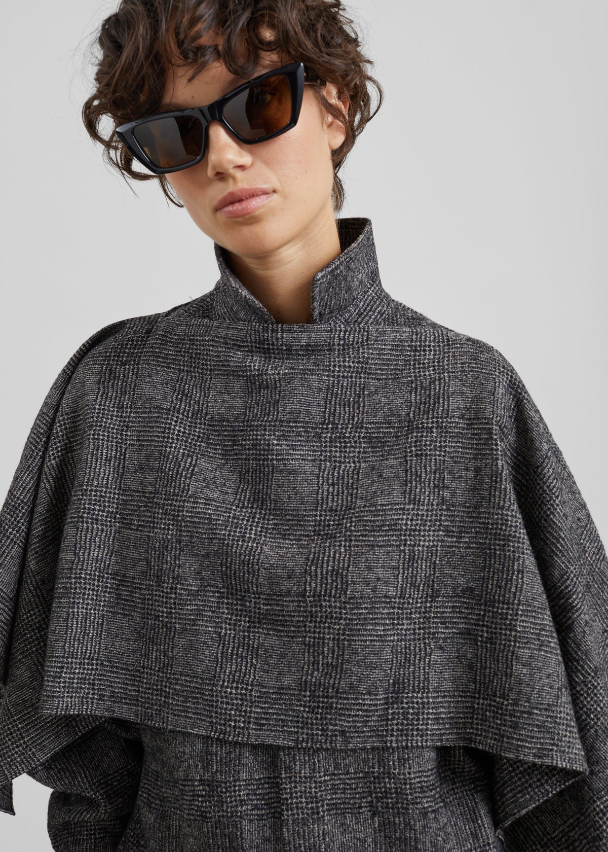 Darkpark Georgia Detachable Scarf Wool Shirt - Black/Grey