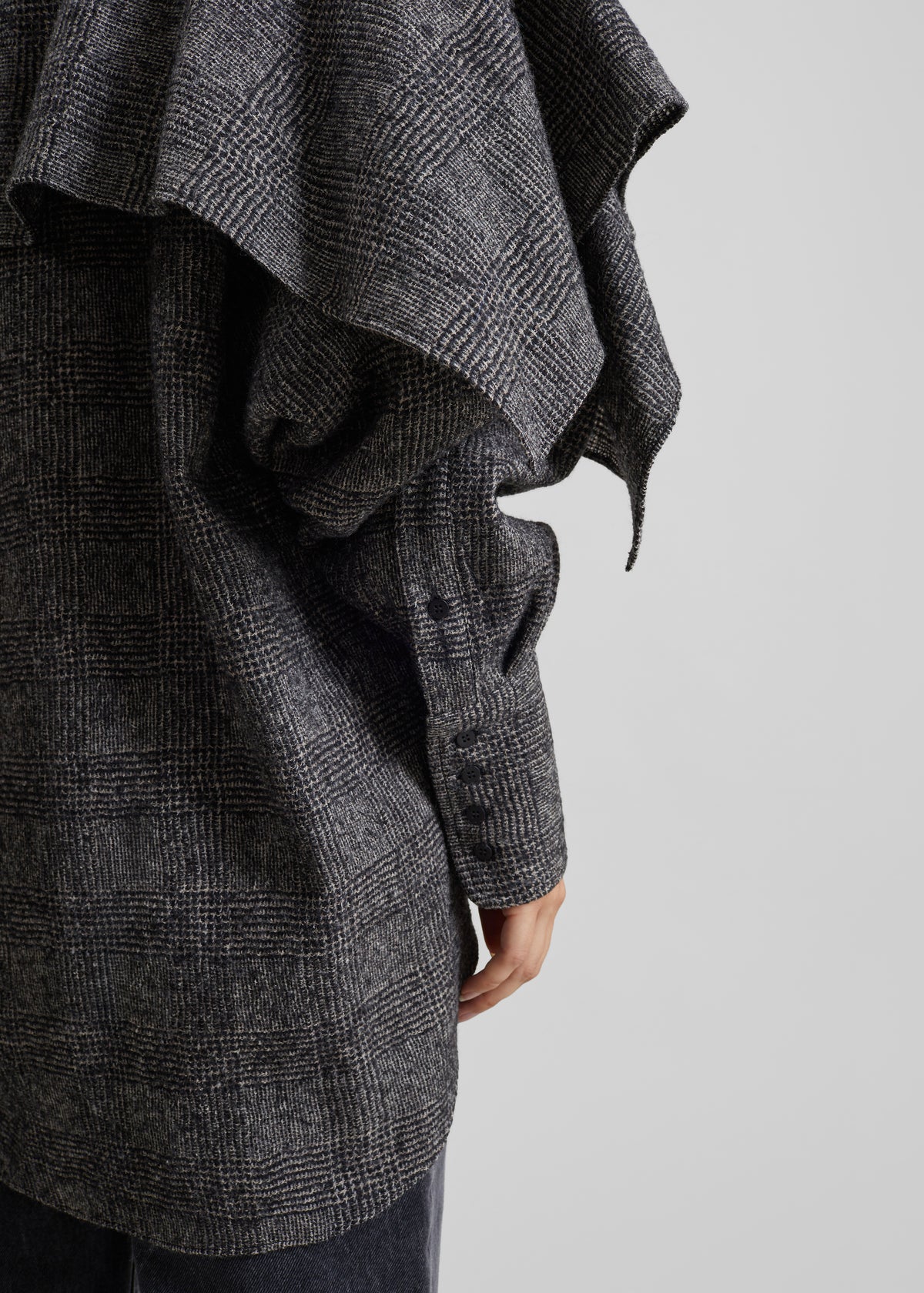 Darkpark Georgia Detachable Scarf Wool Shirt - Black/Grey