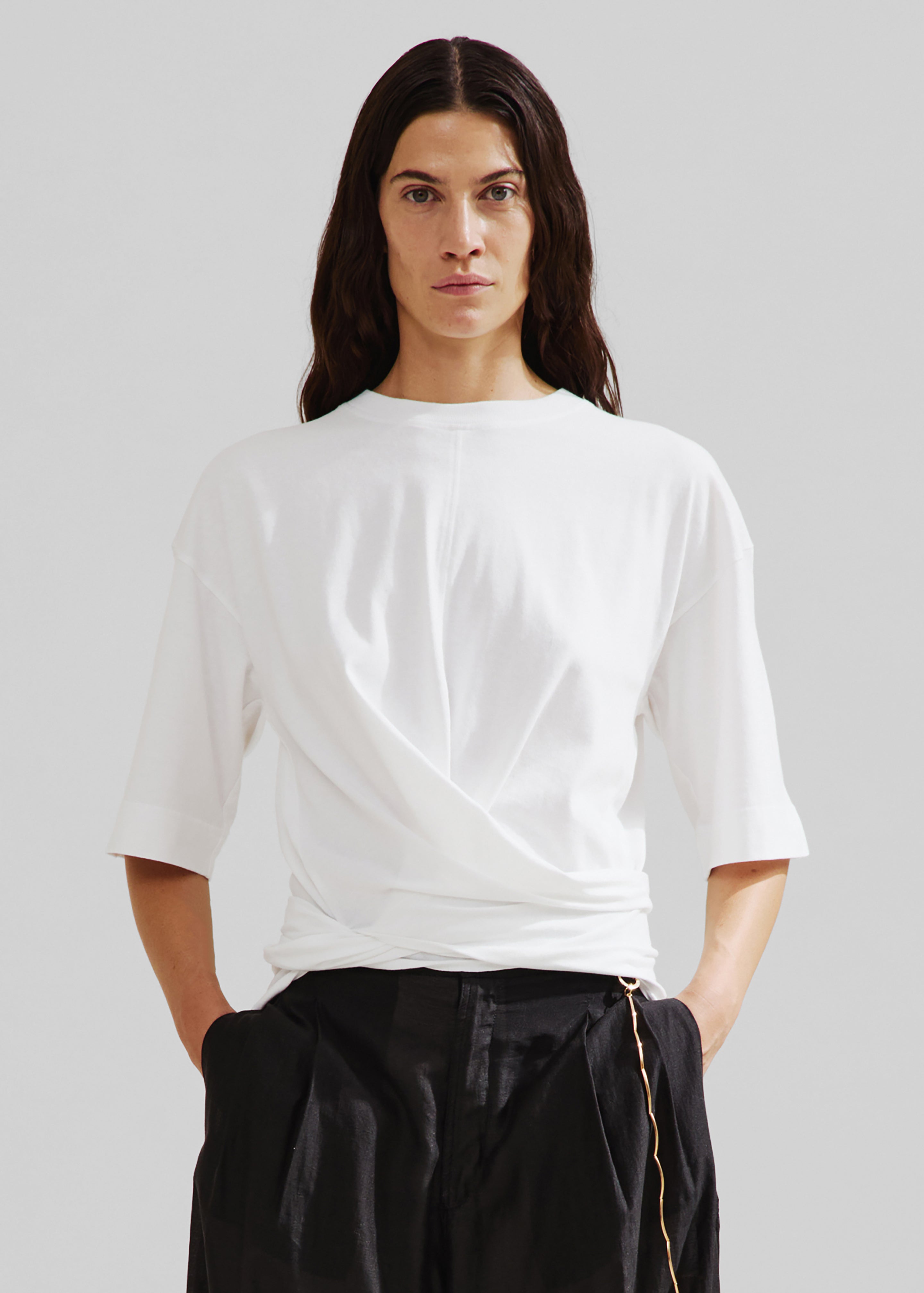 Darkpark Gia Oversized Long Tee With Splits - White - 3