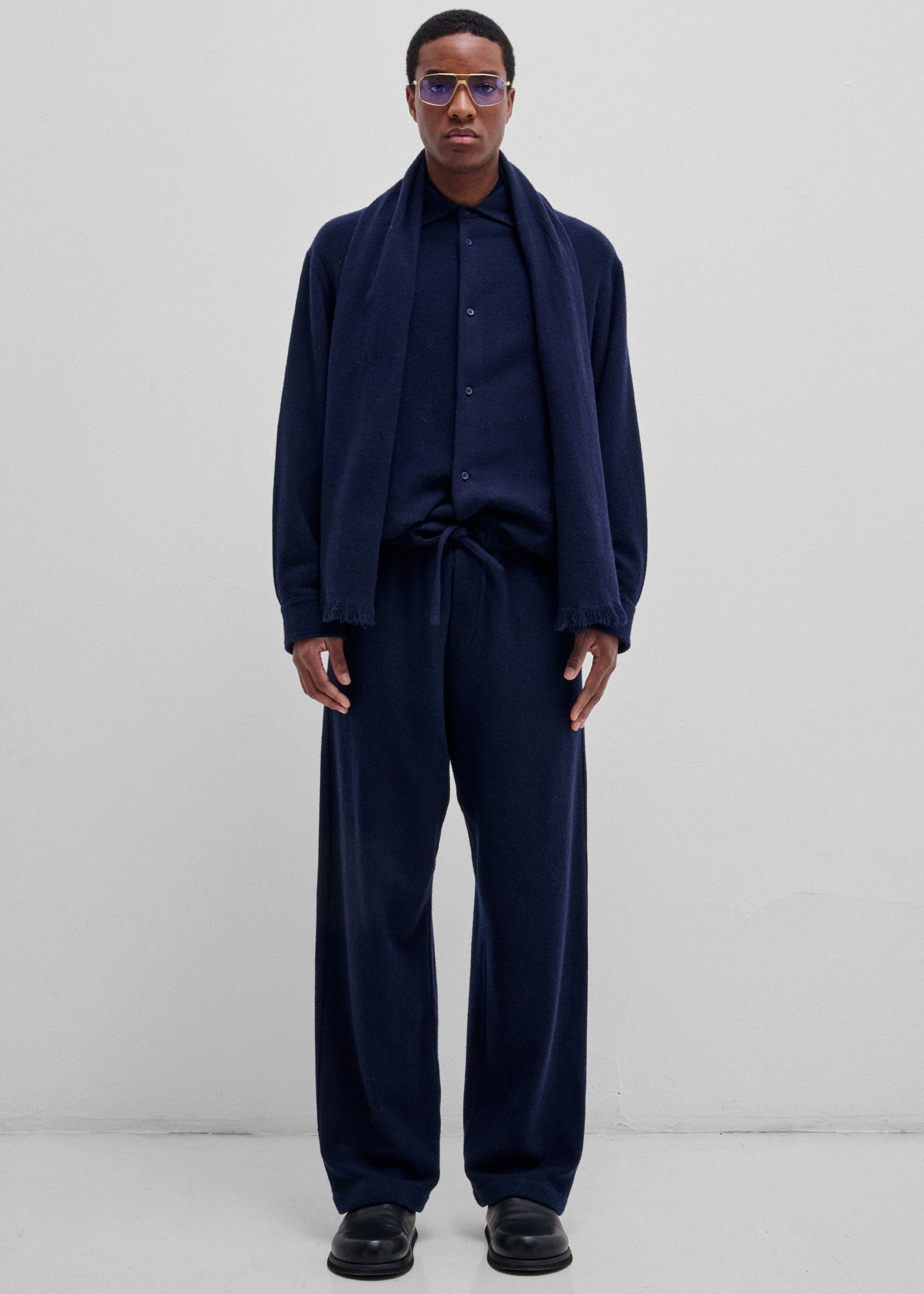 Shop the look image for Darkpark Ian Cashmere Wool Jogger Fit Pants - Blue Navy