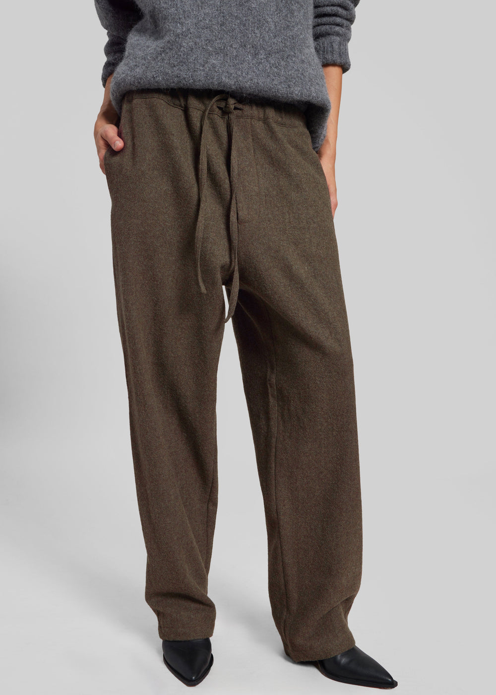 Darkpark Ian Japanese Light Wool Jogger Fit Pants - Military Green - 1