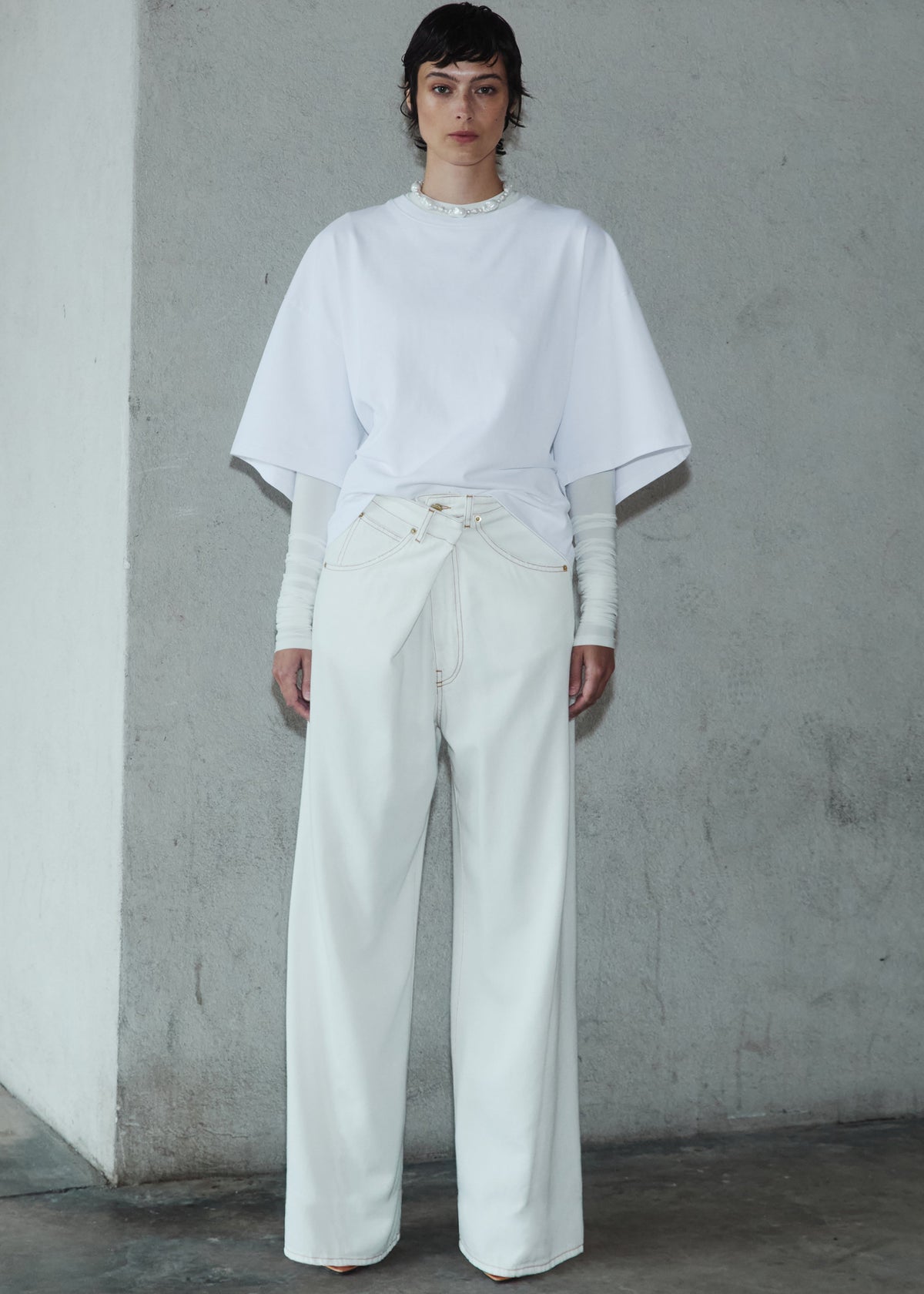 Darkpark Ines Fold Over Denim - Washed White - 4