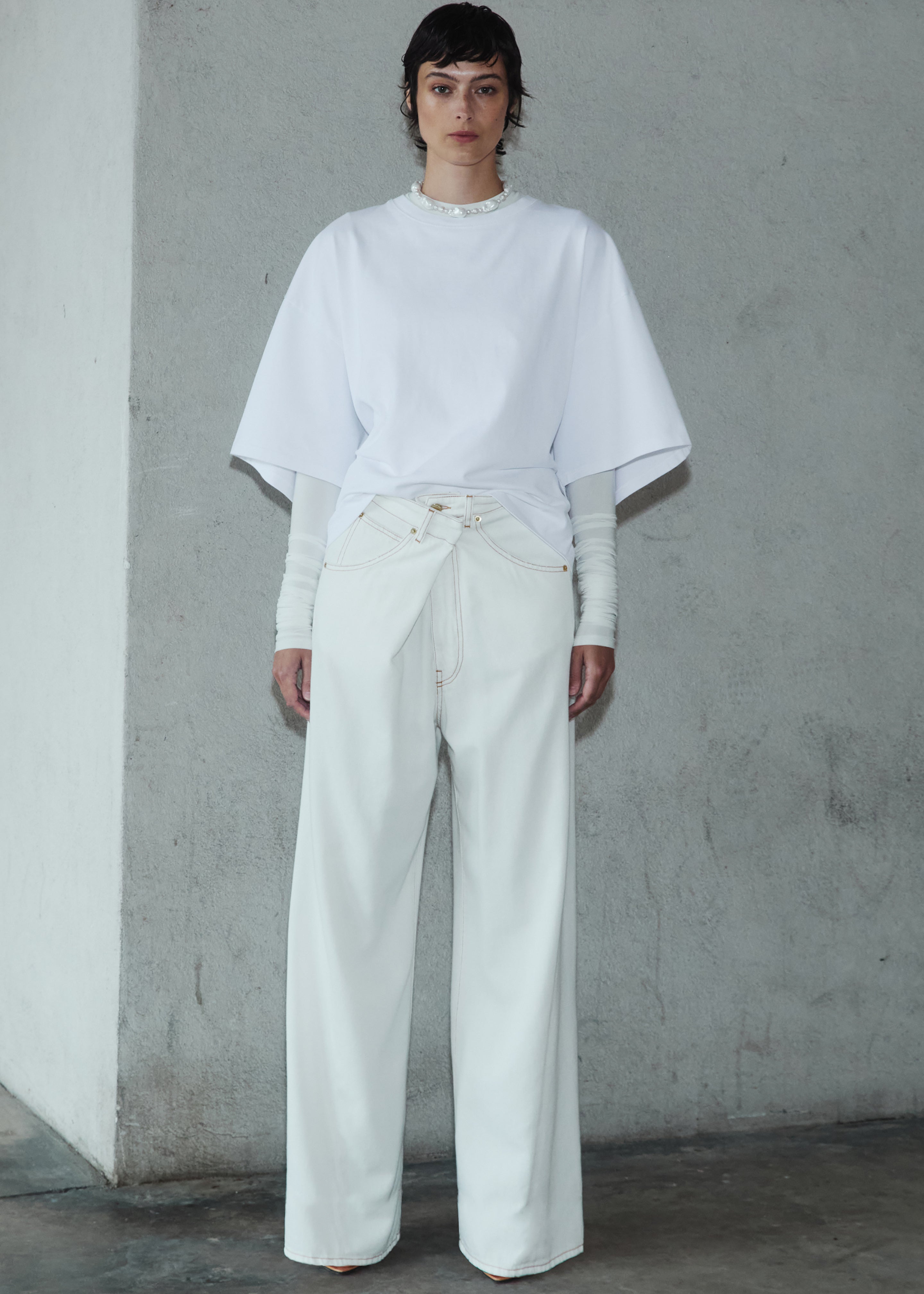 Darkpark Ines Fold Over Denim - Washed White - 4