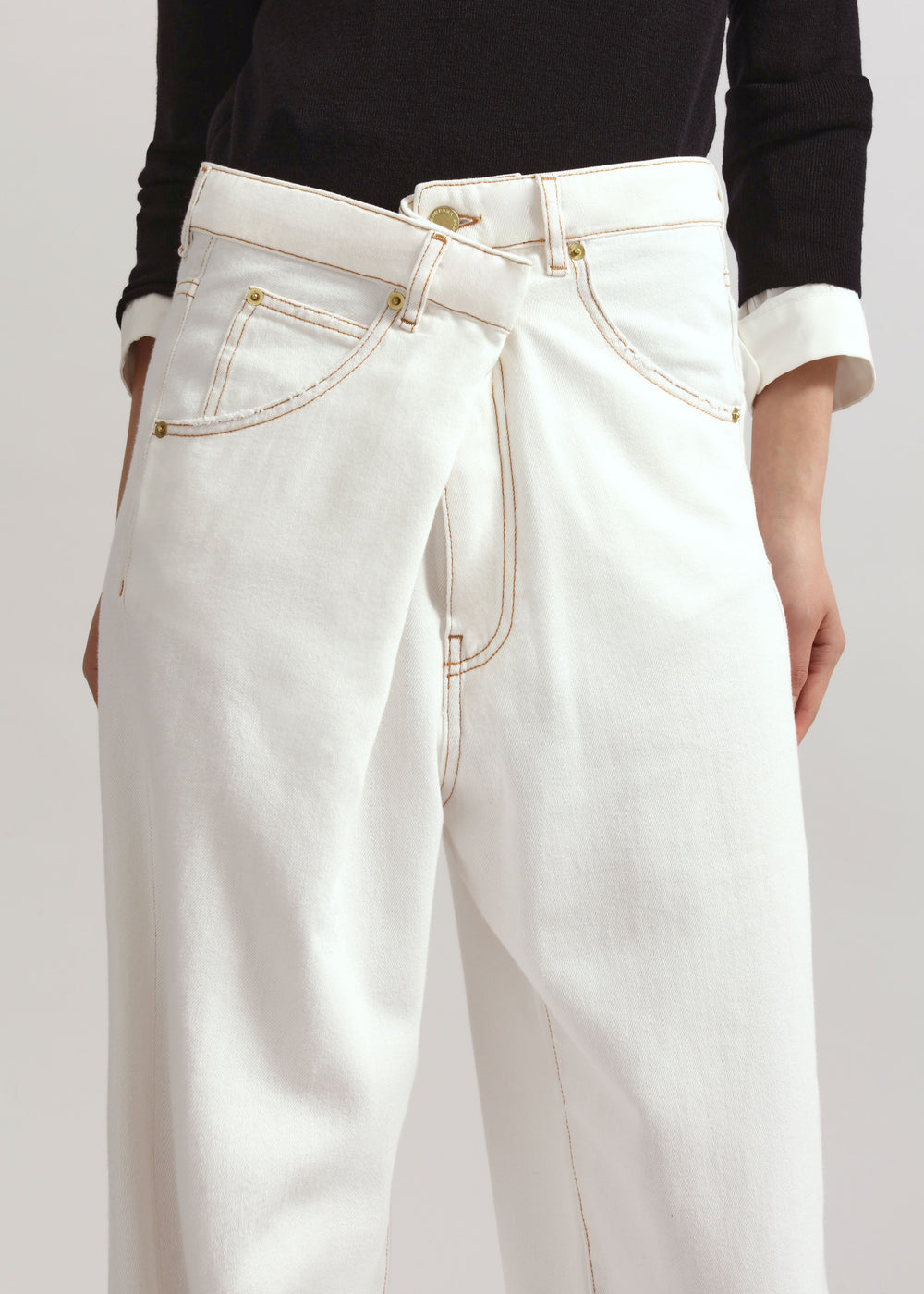 Darkpark Ines Fold Over Denim - Washed White - 1