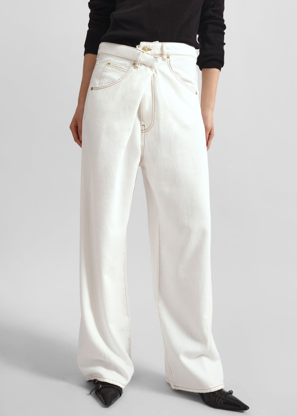 Darkpark Ines Fold Over Denim - Washed White