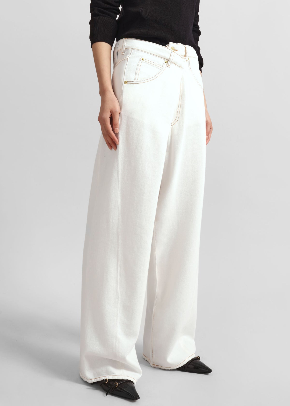 Darkpark Ines Fold Over Denim - Washed White - 7