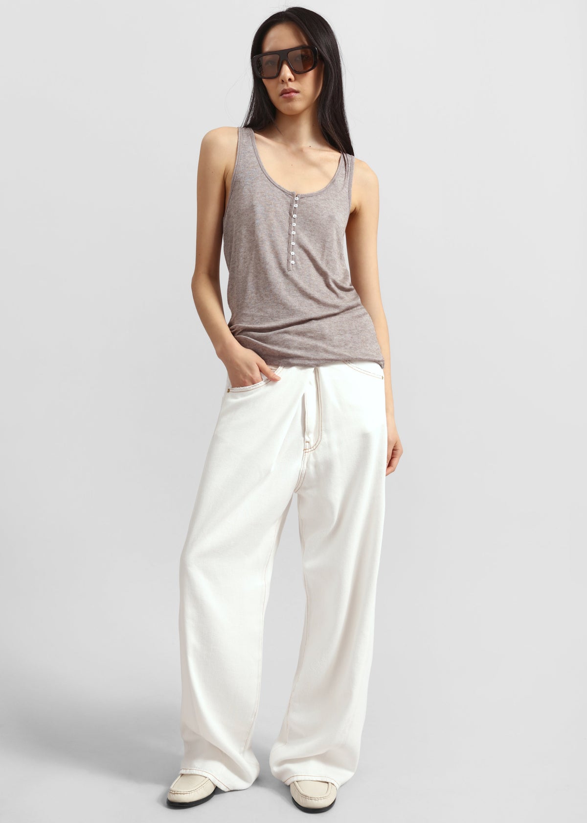 Darkpark Ines Fold Over Denim - Washed White - 5