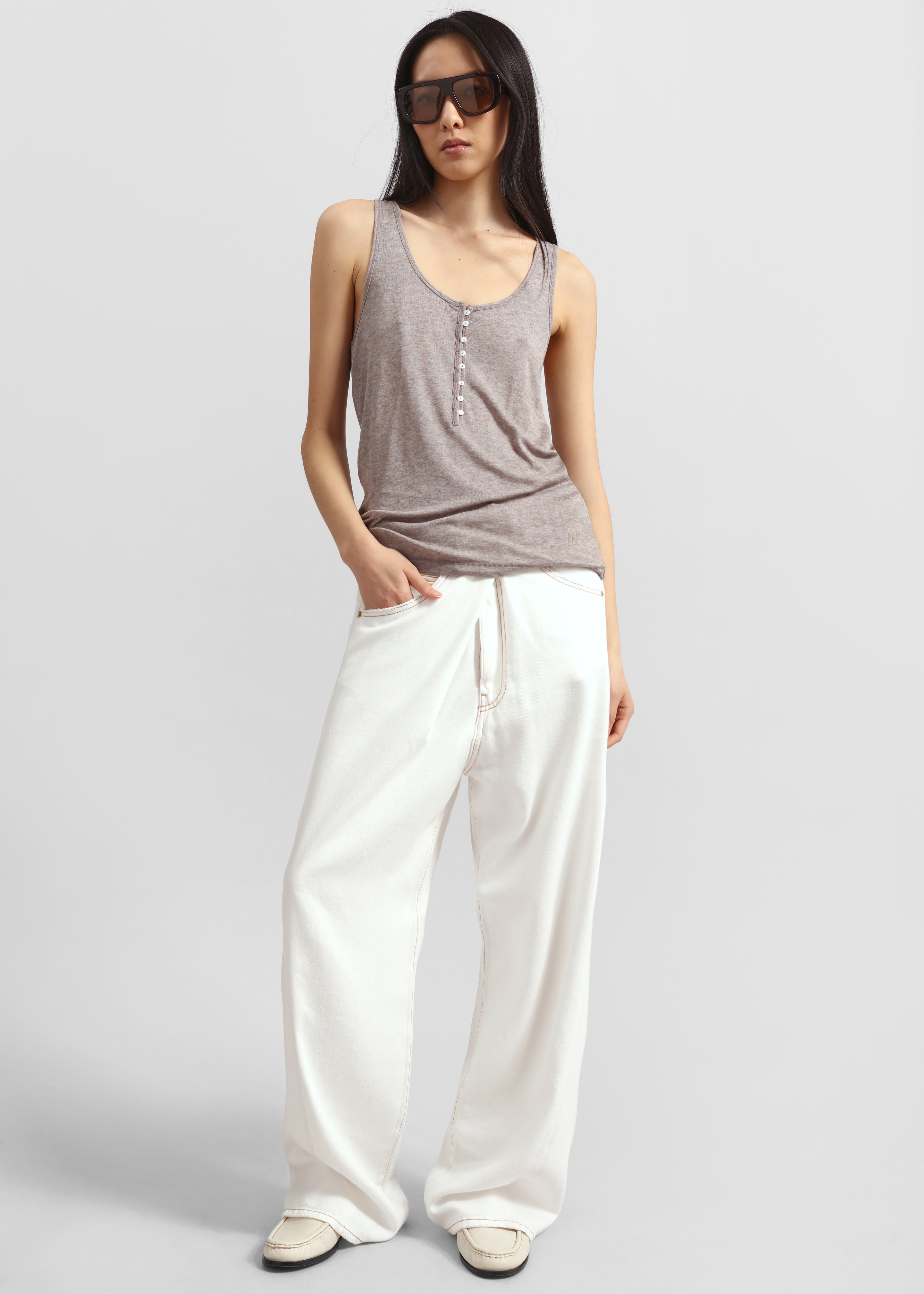 Darkpark Ines Fold Over Denim - Washed White - 5