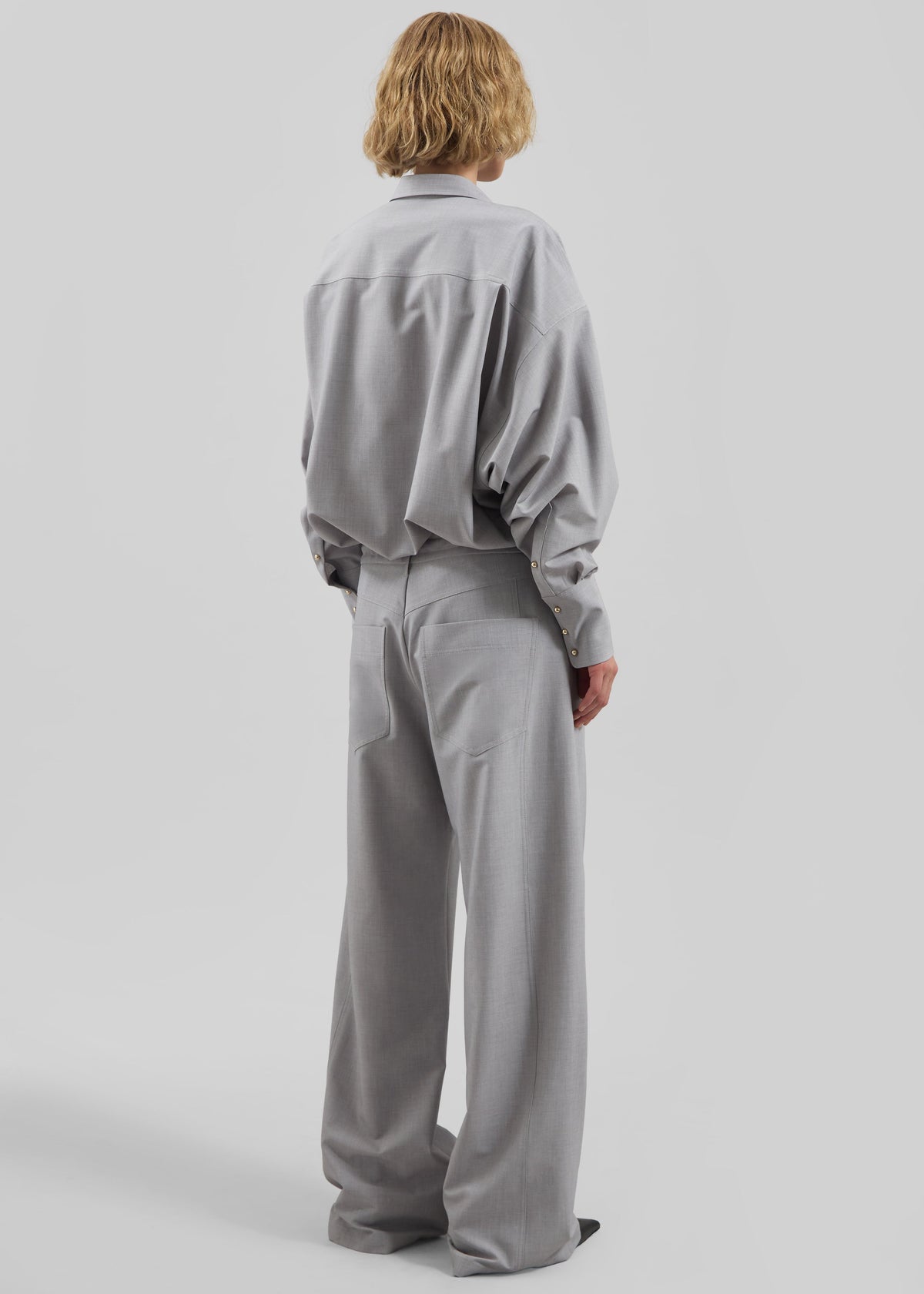 Darkpark Iris Viscose Wool Paper Bags Pants - Light Grey - 5