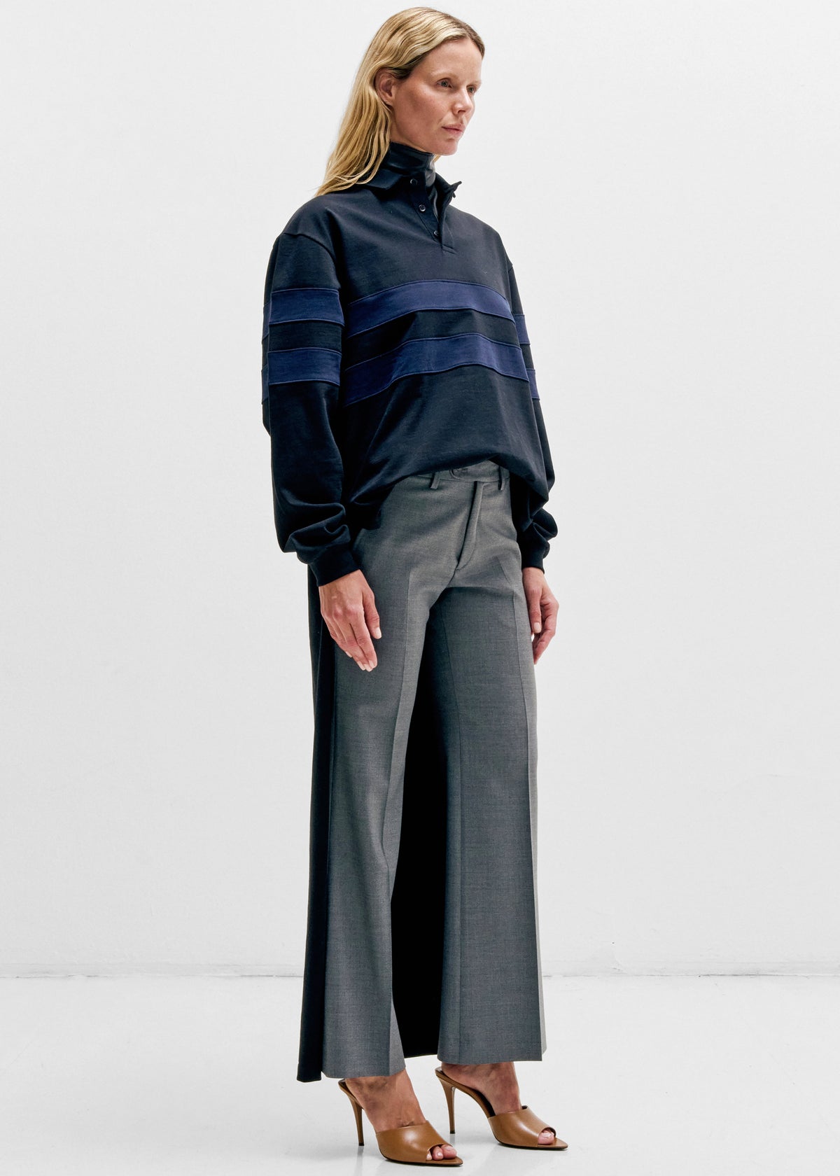 Darkpark Jill Stripes Polo Rugby - Black/Dark Blue