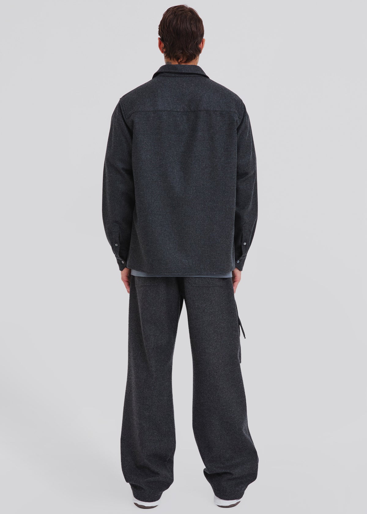 Darkpark Jordan Wool Relax Fit Trousers - Dark Grey Melange