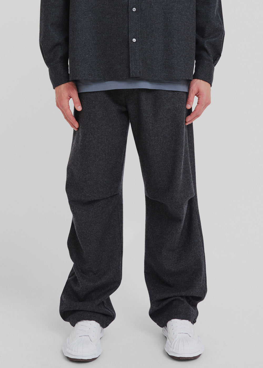 Darkpark Jordan Wool Relax Fit Trousers - Dark Grey Melange - 1