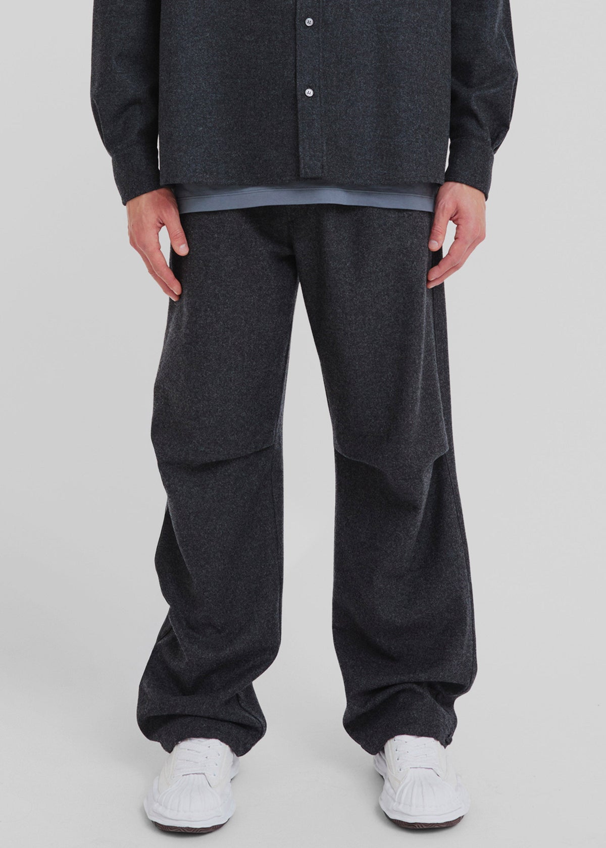 Darkpark Jordan Wool Relax Fit Trousers - Dark Grey Melange
