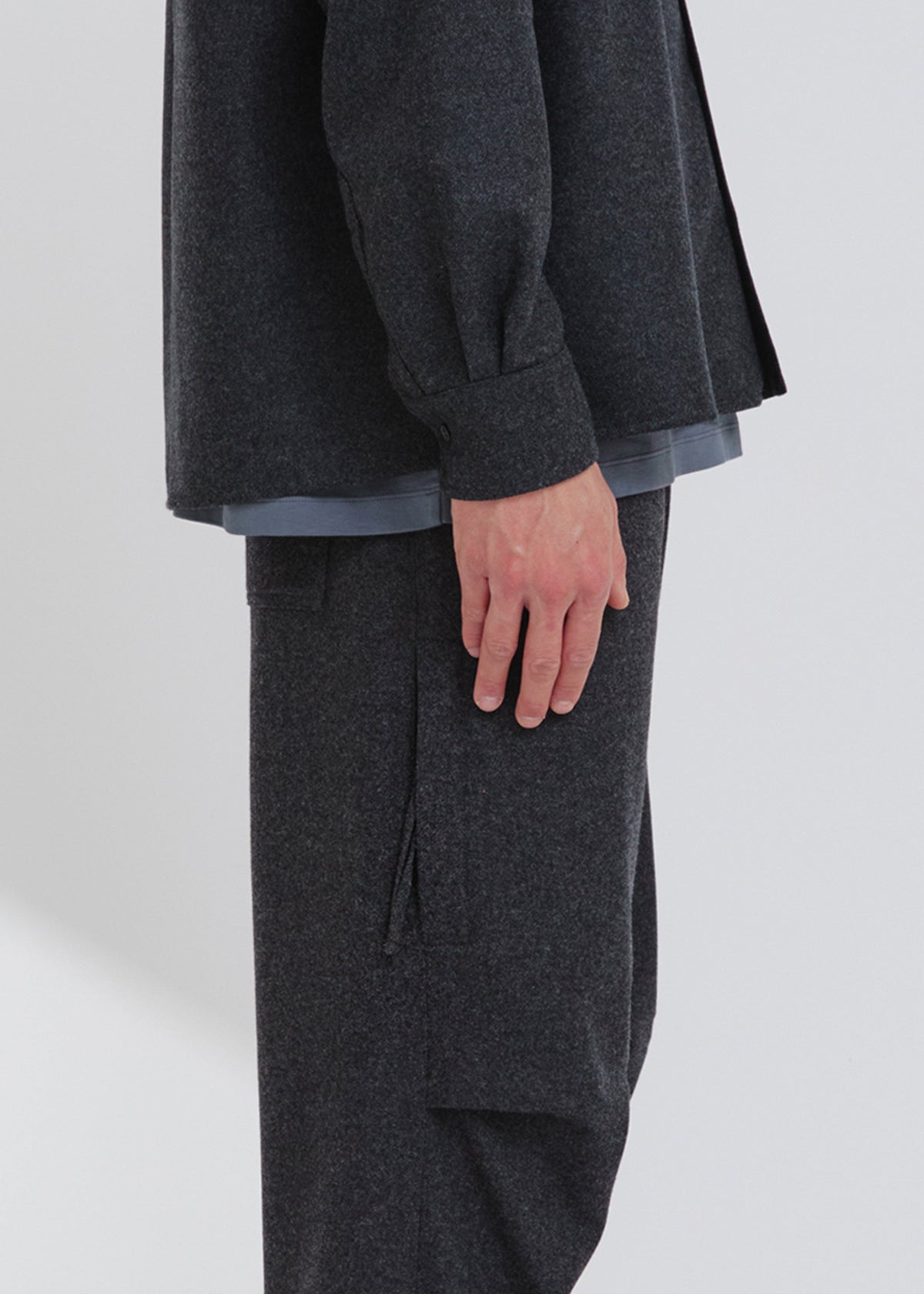 Darkpark Jordan Wool Relax Fit Trousers - Dark Grey Melange