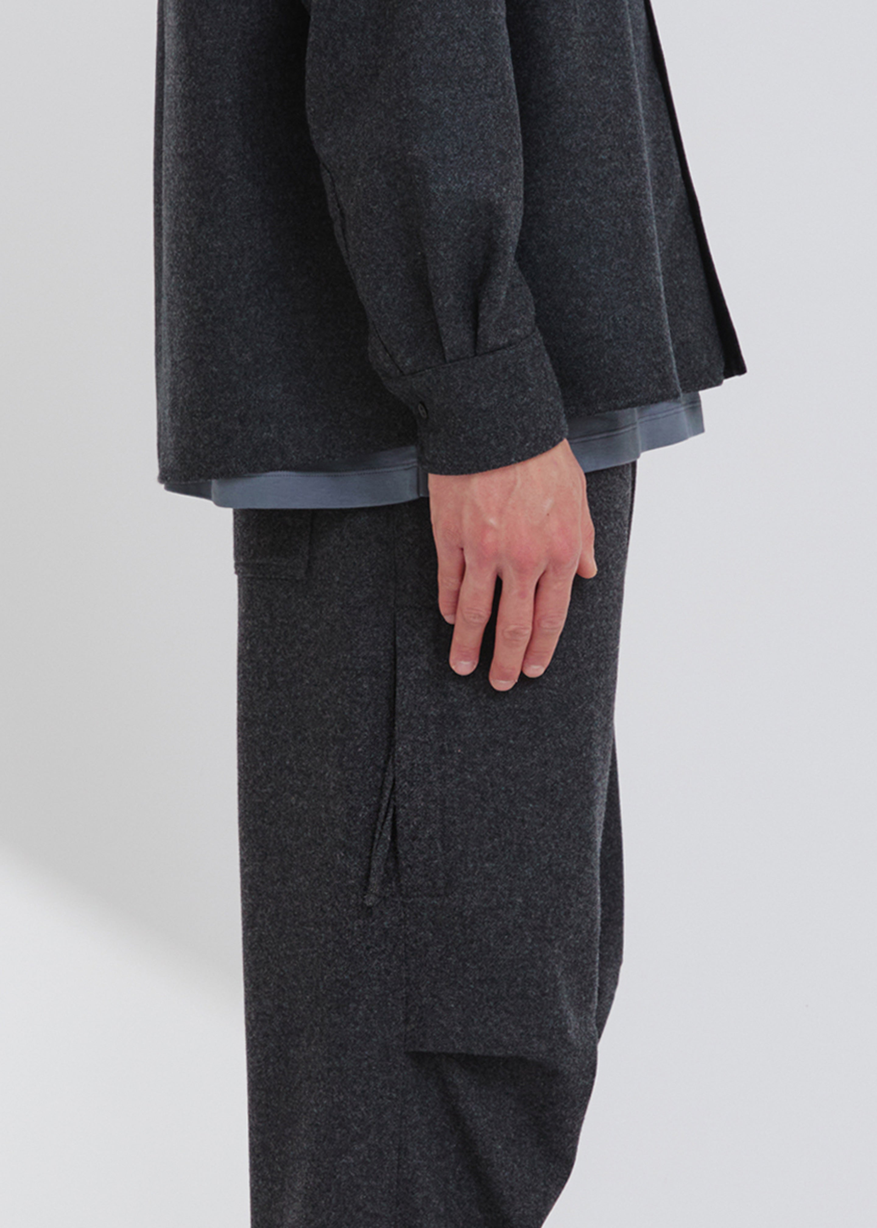 Darkpark Jordan Wool Relax Fit Trousers - Dark Grey Melange