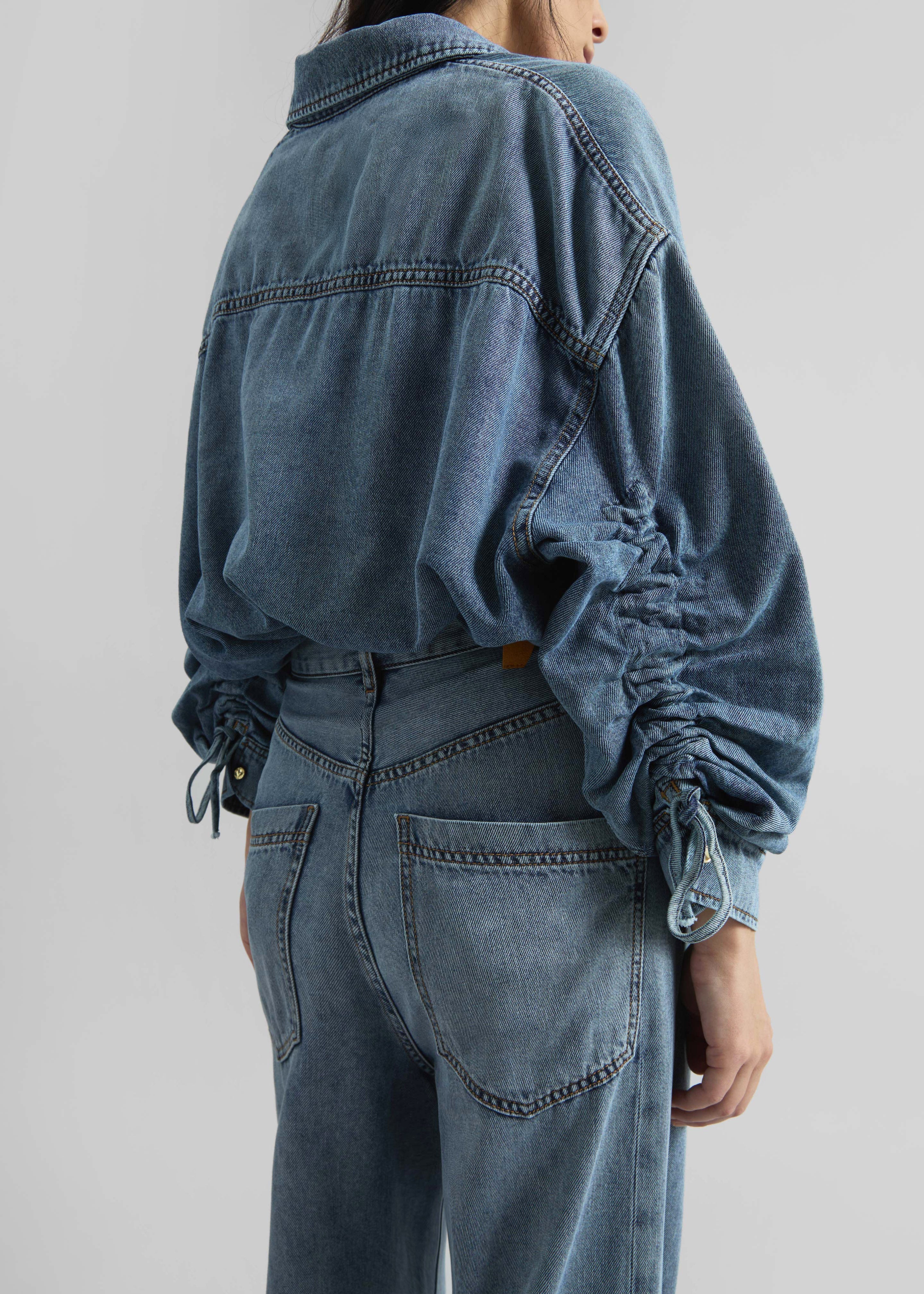 Darkpark Keanu Denim Rouched Shirt - San Fran Blue - 9