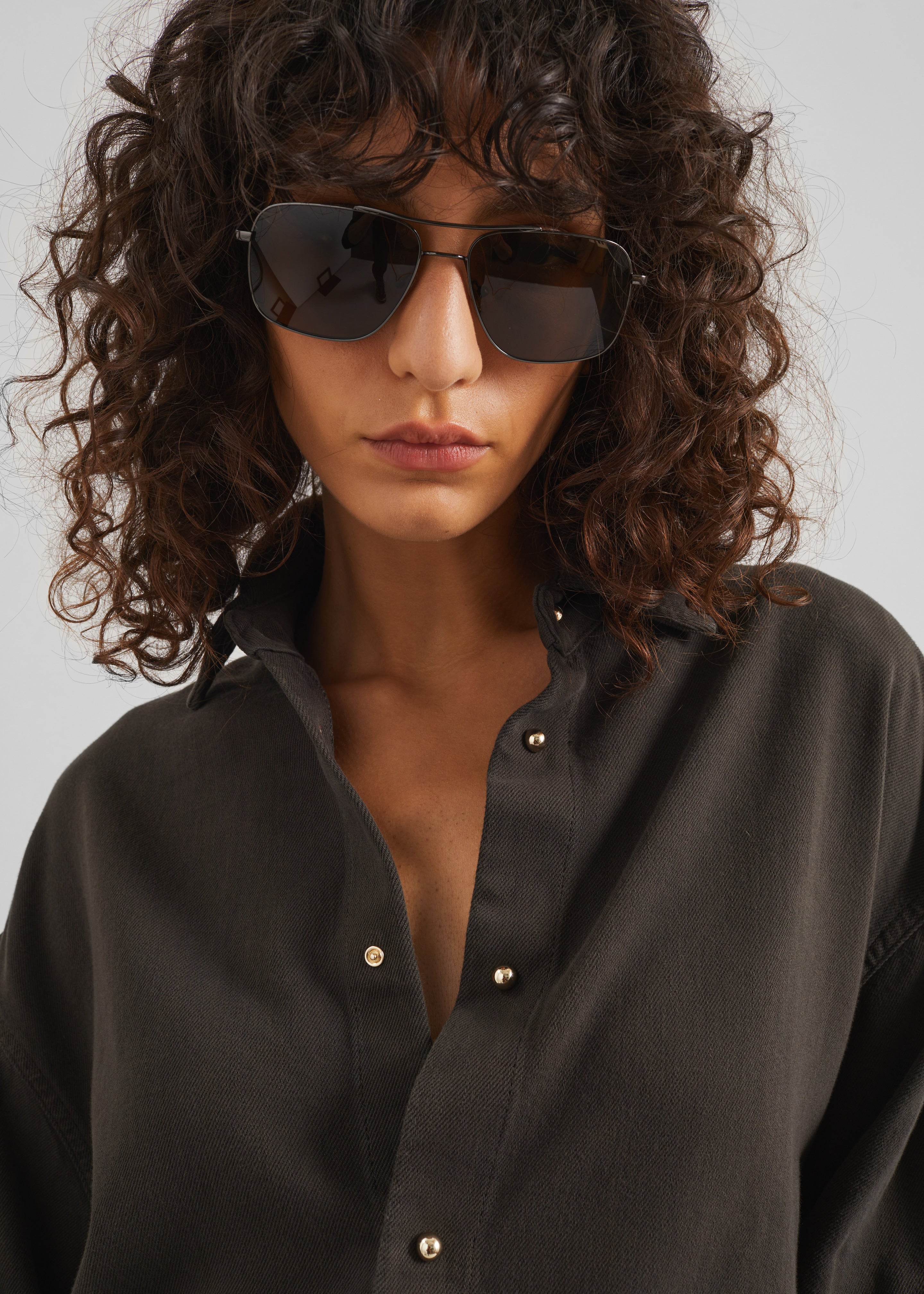 Darkpark Keanu Denim Rouche Shirt - Dark Brown - 3