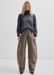 Darkpark Khris Barrel Leg Wool Melange Pants - Brown Mel
