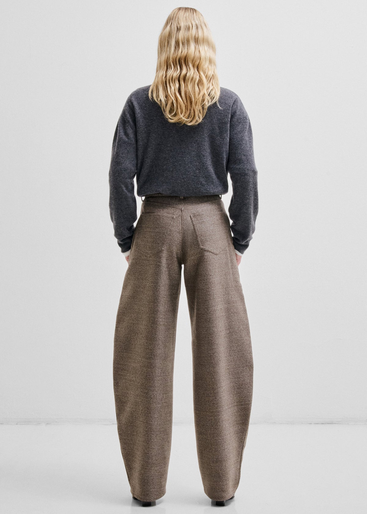Darkpark Khris Barrel Leg Wool Melange Pants - Brown Mel