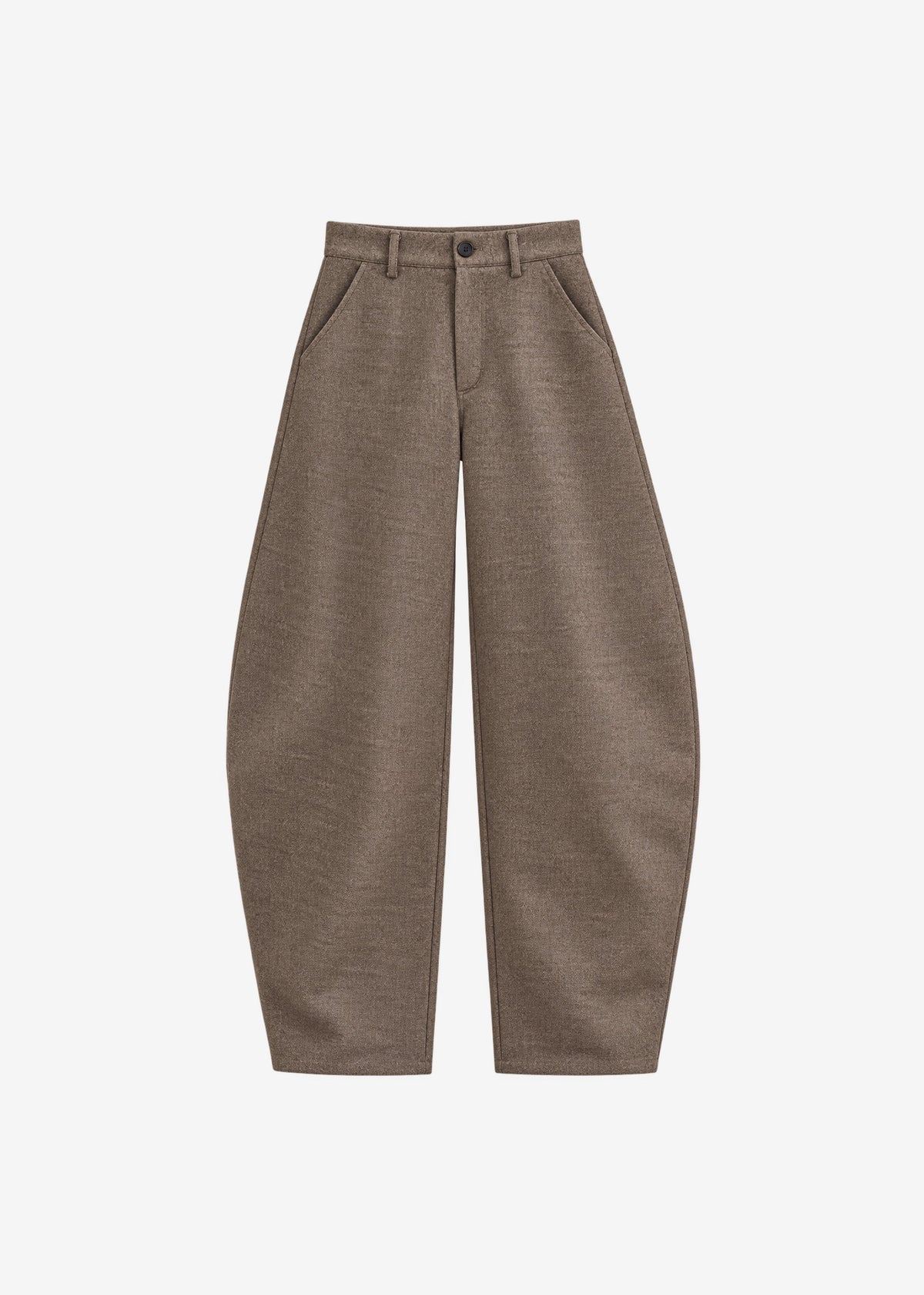 Darkpark Khris Barrel Leg Wool Melange Pants - Brown Mel