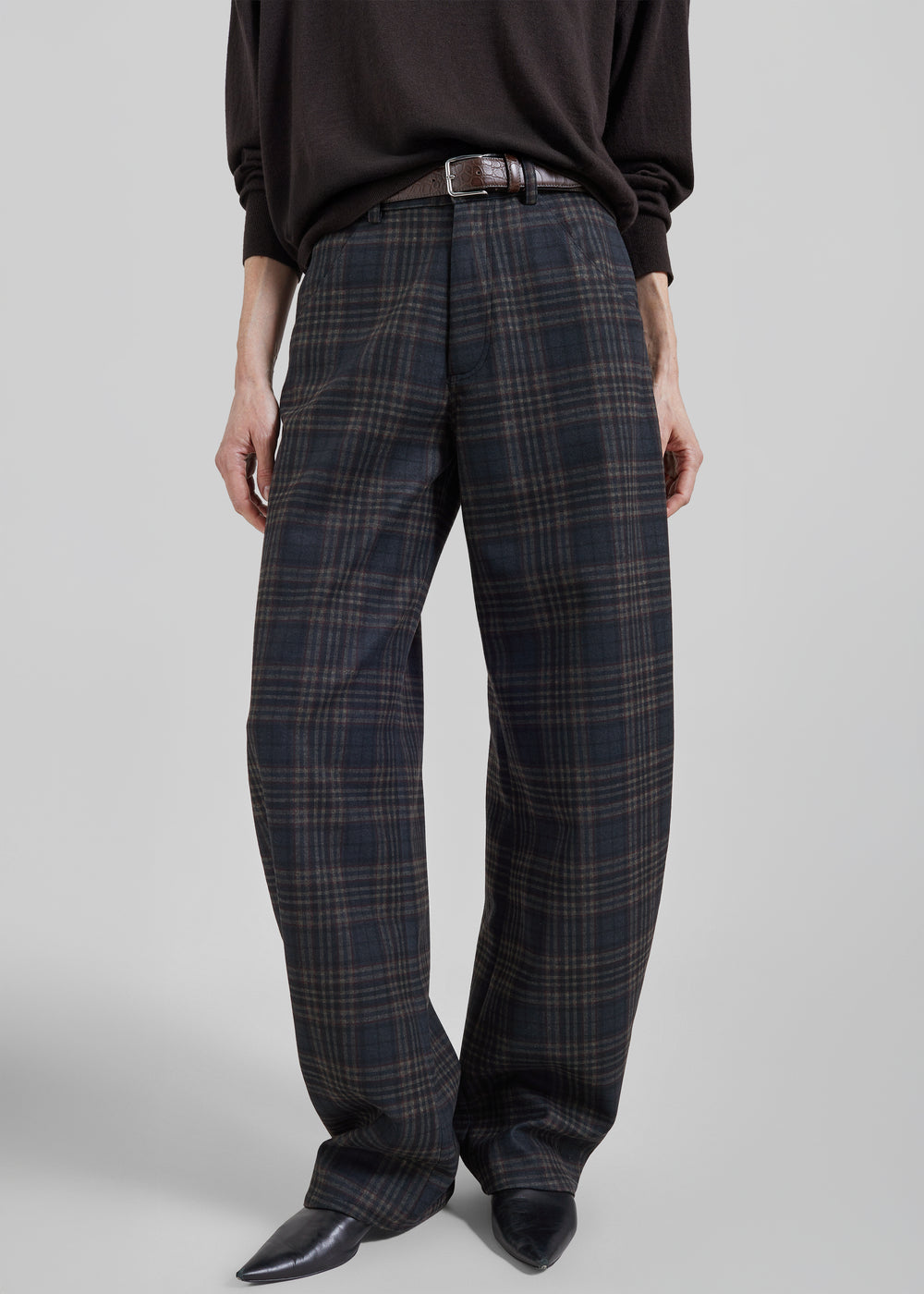 Darkpark Khris Tartan Check Barrel Leg Pants - Blue/Grey/Red - 1