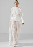 Darkpark Luna Jersey Top With Dropped Satin Details - White