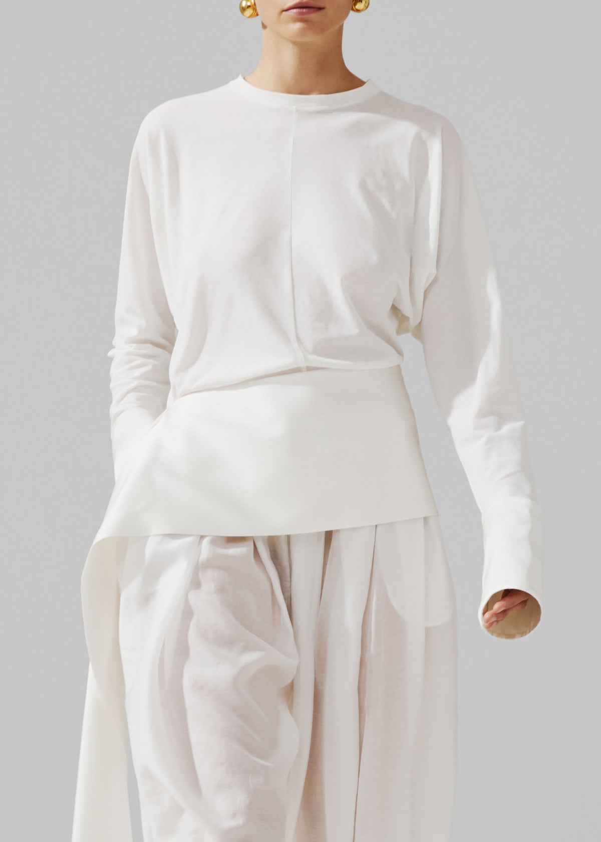 Darkpark Luna Jersey Top With Dropped Satin Details - White - 2